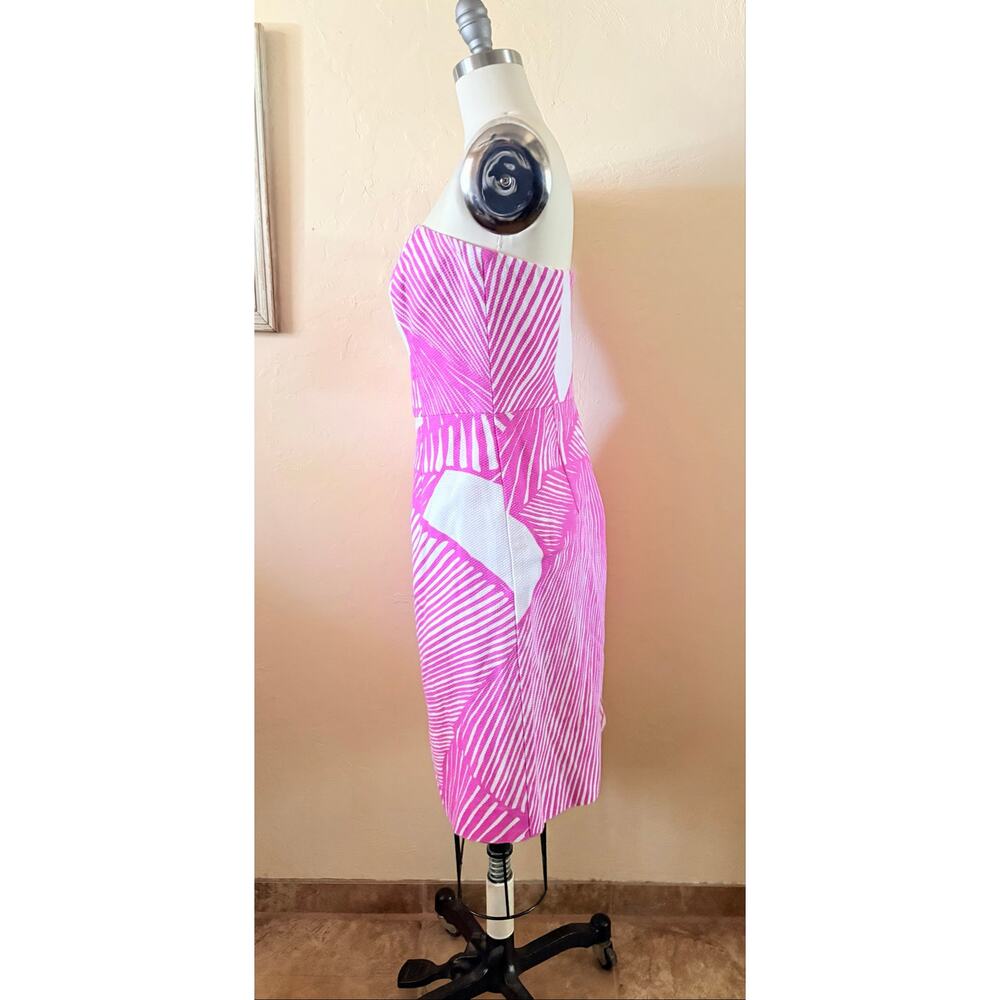 VTG Milly Pink White Strapless Dress Size 4 Cotton Mod Graphic USA - Picture 3 of 7